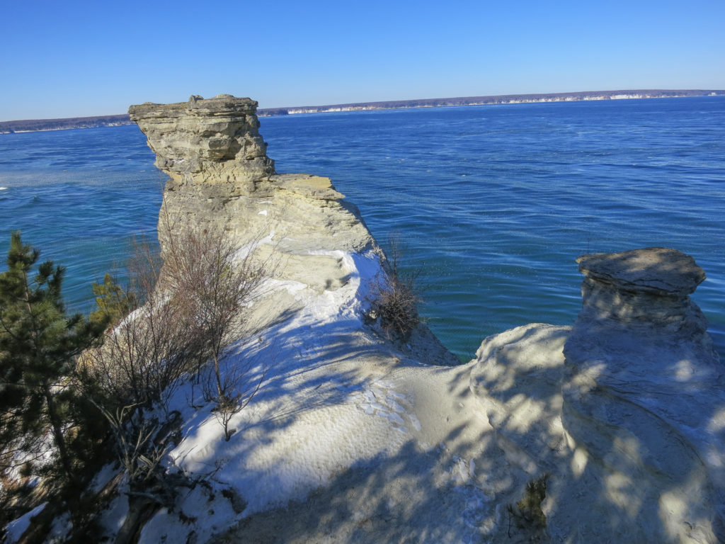 Pictured Rocks in winter; Miner’s Castle